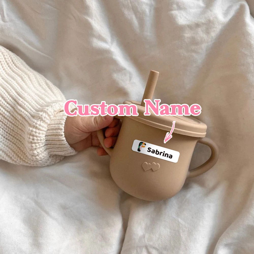 Custom animal Name Sticker,Transparent Waterproof Stickers for Kids,diy Name Labels for School Bag Bottles Box  Mug Uniform view 3