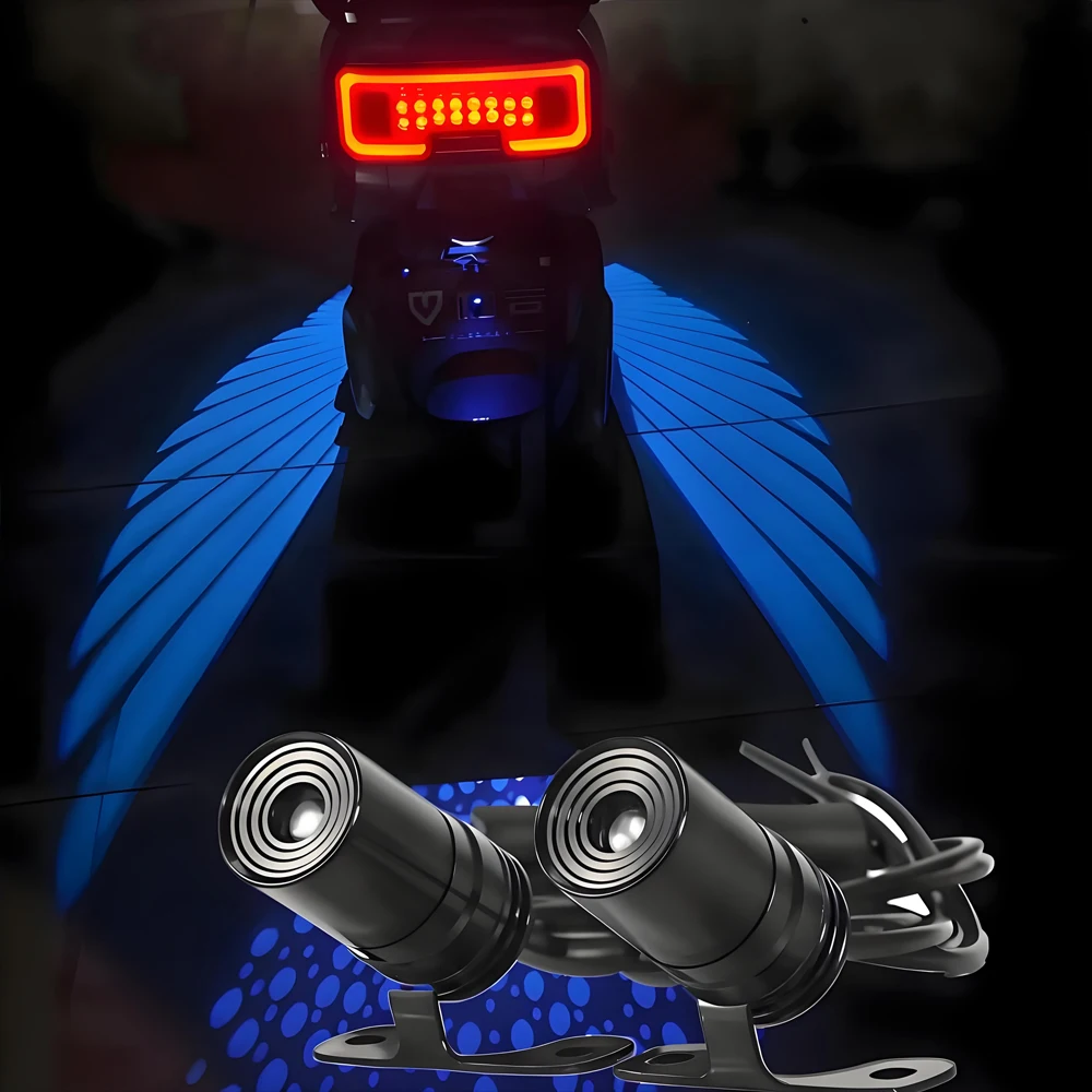 2P 3W Angel Wings Welcome Light For Motorcycle LED Underbody Light 8-30V Projector Decorative Atmosphere Light Accessories