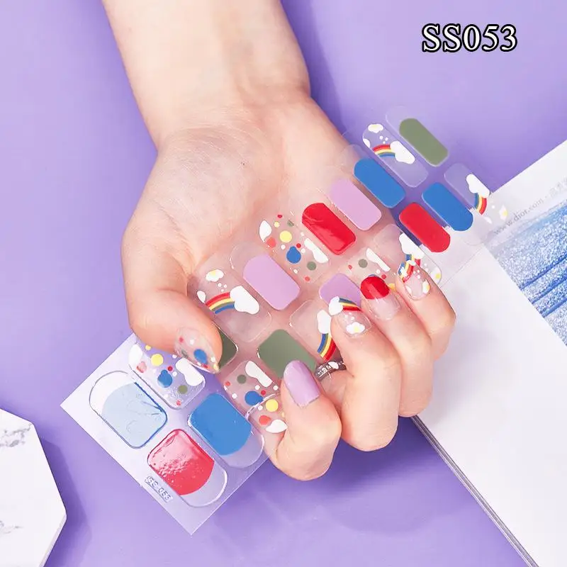 Nuovi adesivi per unghie autoadesivi Glitter strisce laccate impermeabili per unghie stampate pellicole per Manicure con involucri per unghie completi