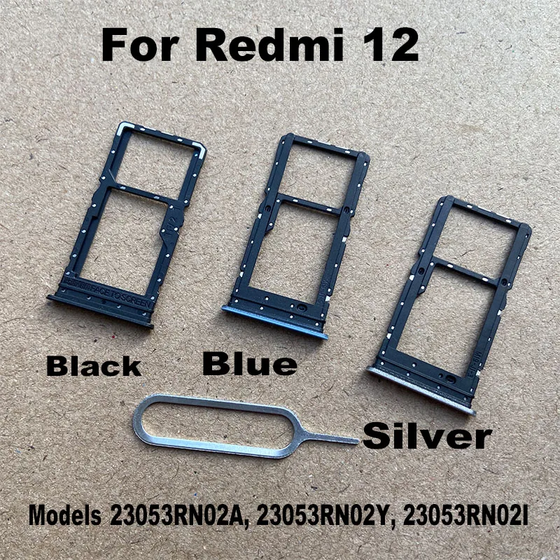 New For Xiaomi Redmi 12 Sim Card Tray Slot Holder Socket Adapter Connector Repair Parts Replacement 4G 5G