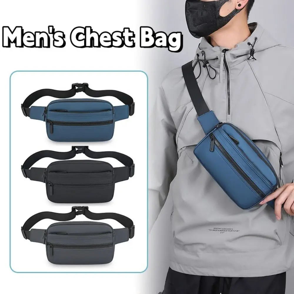 

PU Men's Waist Bag Adjustable Single Shoulder Crossbdoy Chest Bag Multilayer Multifunctional Running Pouch Belt