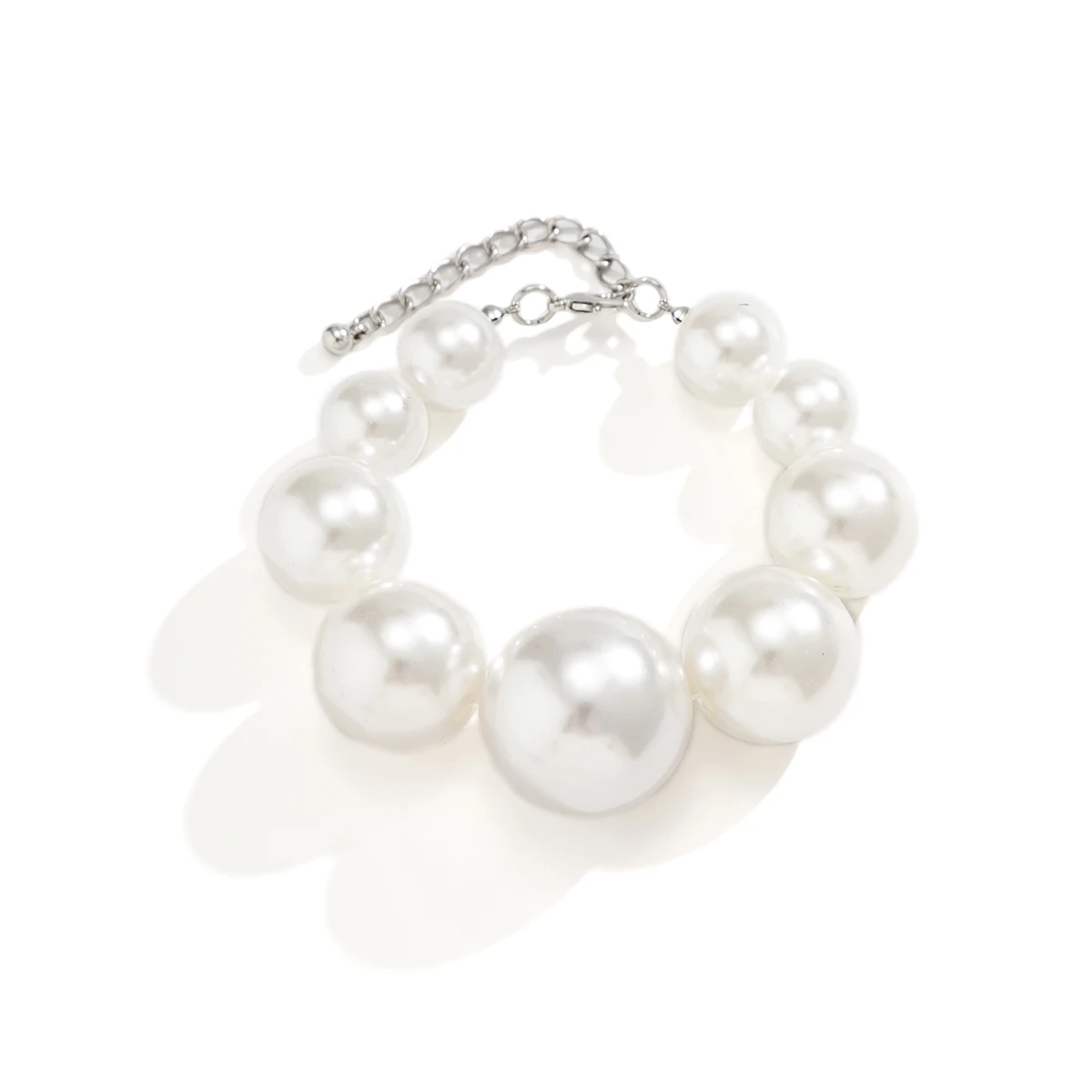 Ingemark Exaggerated Big Imitation Pearl Chain Bracelets Women Hip Hop Bead Heavy Chunky Chain Bangles Grunge Jewelry Steampunk