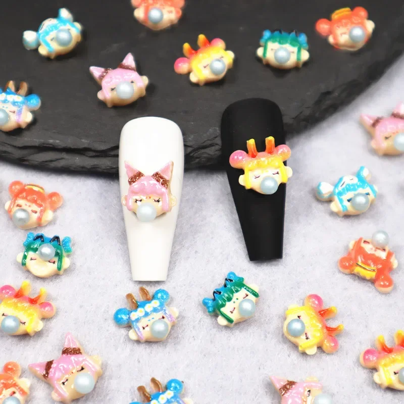 

20Pcs Nail Bubble Girl Nail Decoration Sticker 3D Cartoon Cute Resin DIY Girl Heart Gift Nail Charm