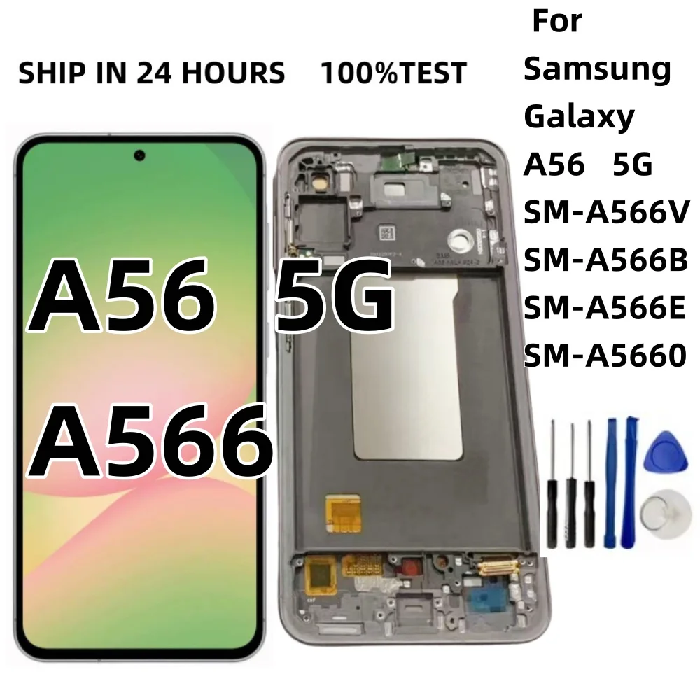 

100% новый TFT/OLED-дисплей для Samsung A56 5G A566B A566E A5660 A566V A566 ЖК-дисплей с дигитайзером сенсорного экрана в сборе с рамкой