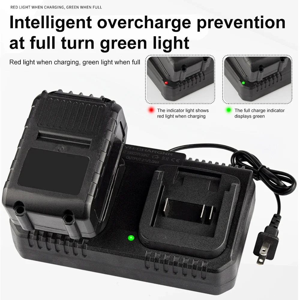 Fast Dual Slot Battery Charger Compatible With BL1415 BL1815 BL1830 BL1850 18V 21V For Power Tools US EU Plug image 3
