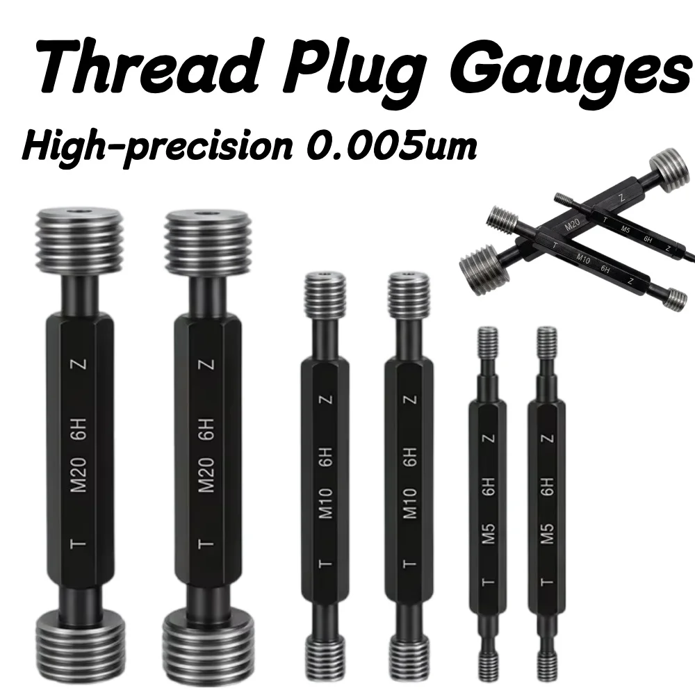 Metric Thread Plug Gauge GO/NO GO 6H Tolerance Coarse Fine Thread Gauge For M Series Thread Inspection，M0.8-M14，Customizable