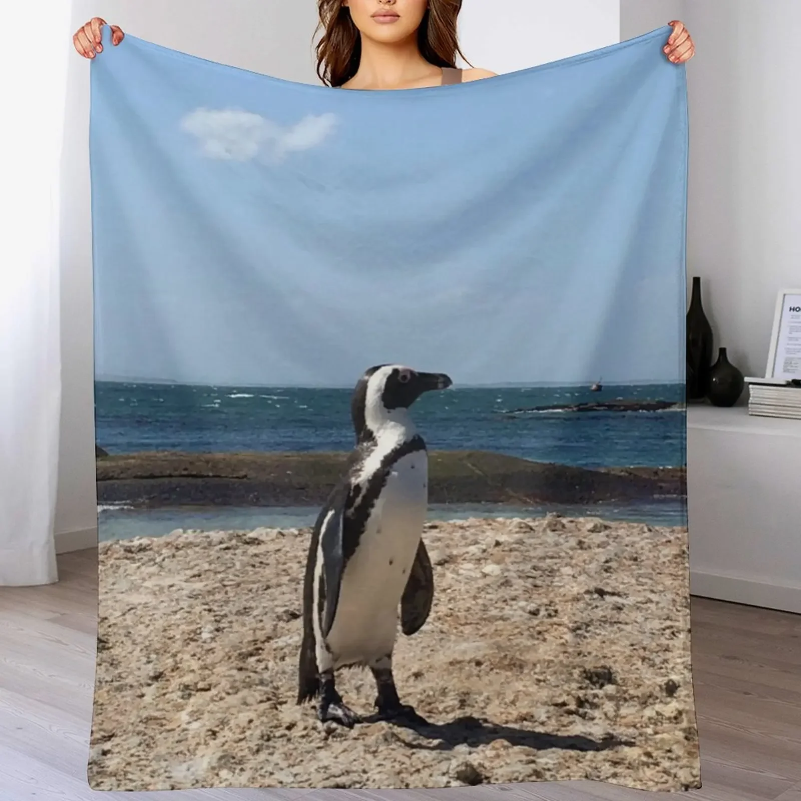 

South African Penguin Throw Blanket Flannel Fabric Plaid Blankets