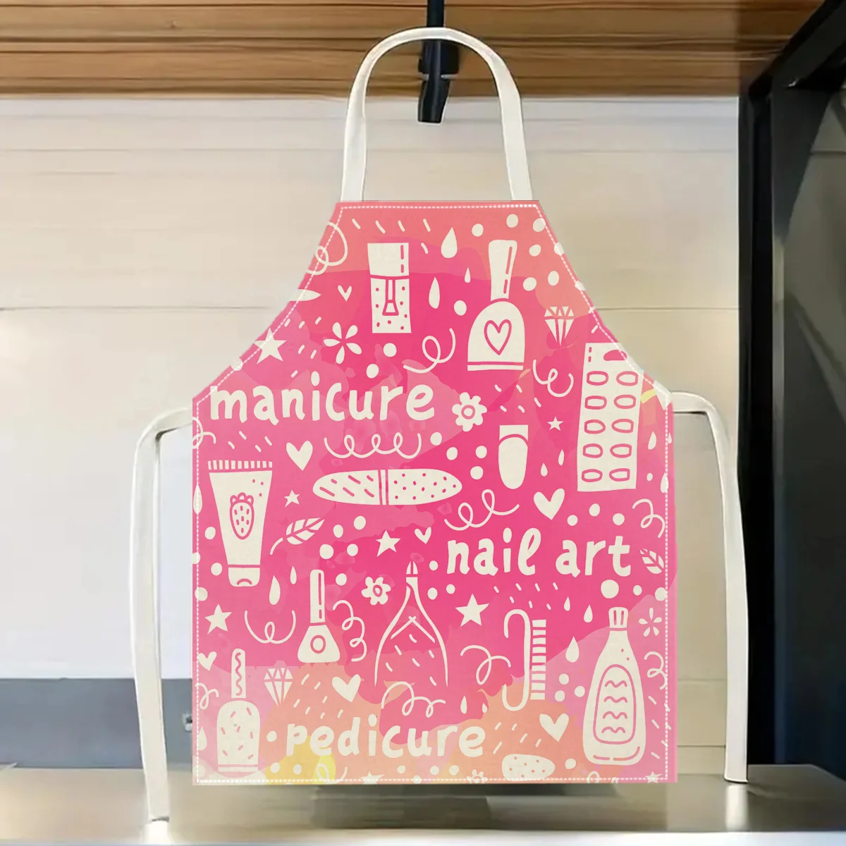 

1 шт. розовый льняной фартук для маникюра и нейл-арта, для кухни, выпечки, салона красоты, подарок для женщин и девушек