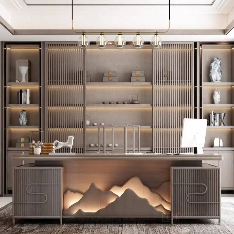 

Manager Brown Office Desks Asthetic Designer Drawers Cheap Office Desks Modern Luxury Study Schreibtisch Work Station Table