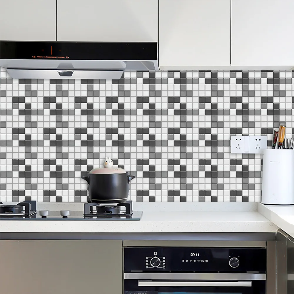 Flat Mosaic Style Simulation Ceramic Tile Pasting Beautiful Seam Living Room Kitchen Bathroom Decoration Self-adhesive Removable