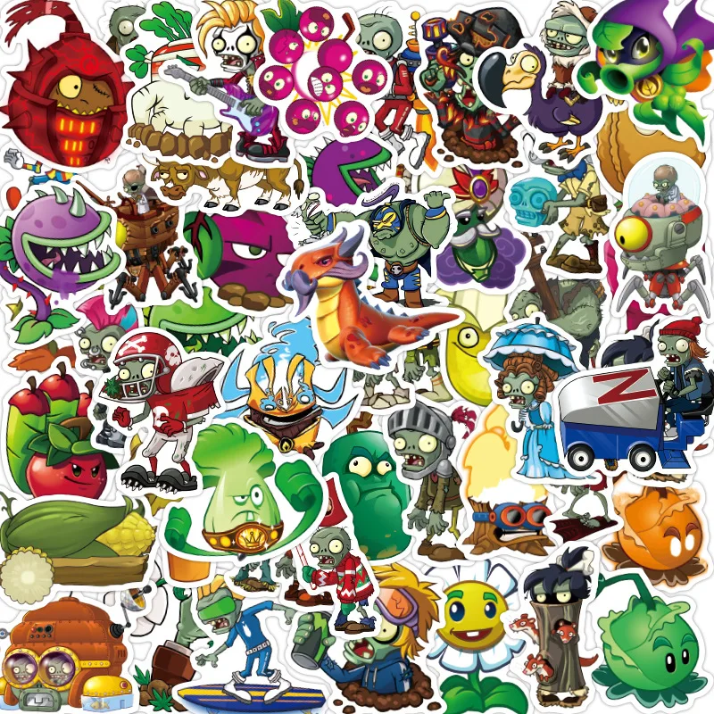 100pcs Plants Vs. Zombies Graffiti Stickers Cartoon Game Stickers Phone Case Account Decorated Children\'s Christmas Toy Gift