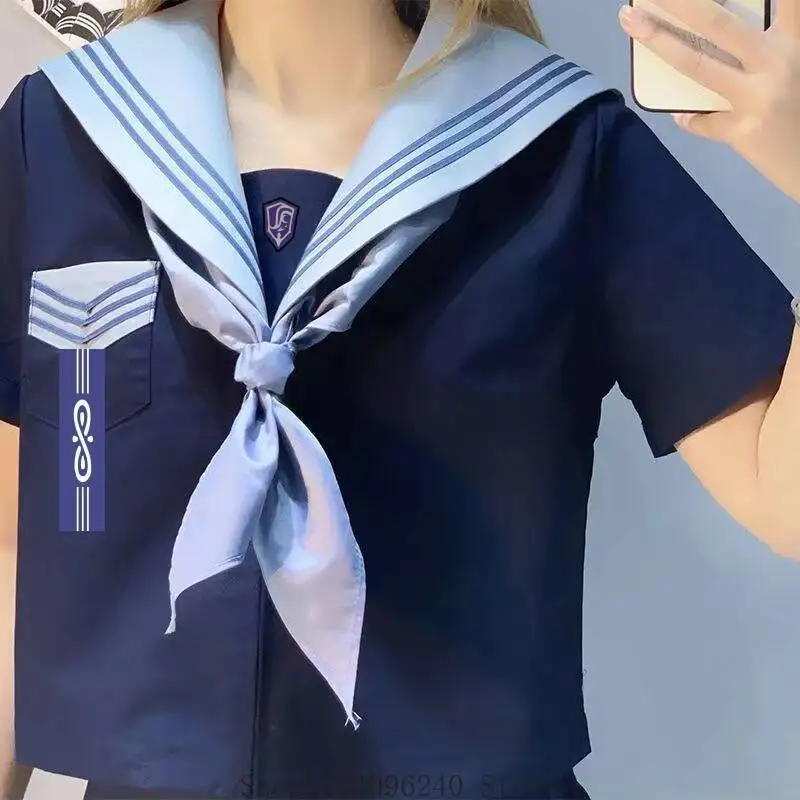 

Anime GAME Genshin Impact Wanderer Sailor Short Sleeved Shirt Skirt Suit Anime Cosplay Costume Men Woman Student Accessory Fans