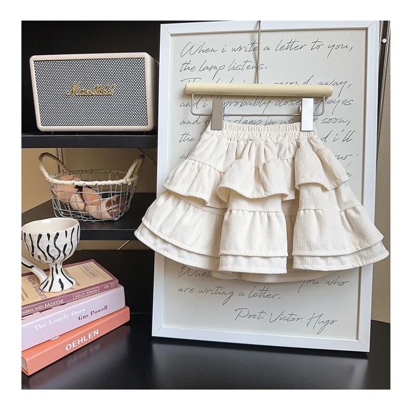 Koreanische Herbst Kinder Mädchen Röcke Cord Feste Elastische Taille Kleine Mädchen Röcke Hohe Qualität Infant Baby Mädchen Kuchen Röcke – Detail 4