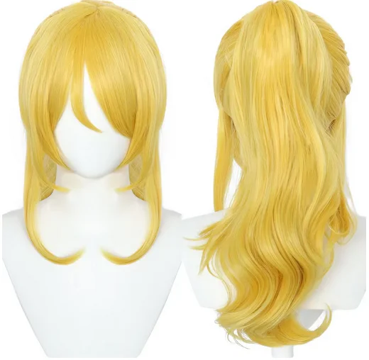 Princess Bowsette Cosplay Wig Gold Pigtail Peach Koopa Bowser Role Playing Adult Synthetic Hair Wigs