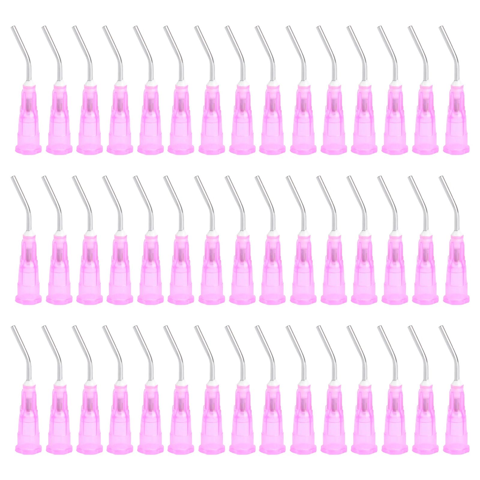 100PCS Dental Bent Needles Tip Disposable Dental Composite Needles Dental (18G 12MM Pink)