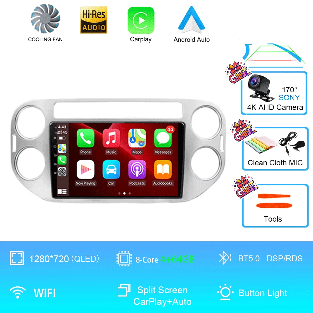 Android 16 voor Volkswagen VW Tiguan 5N 2007-16 VW Golf Plus 2004-13 9 inch CarPlay autoradio GPS navigatie head unit
