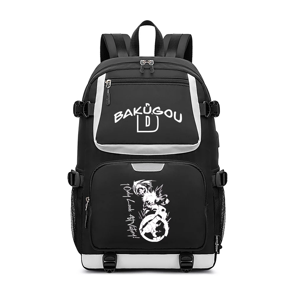 My Hero Academia School Bags Oxford Bookbag Bakugou Katsuki Travel Backpack USB Charging Laptop Daypack Anime Shoulder Bags