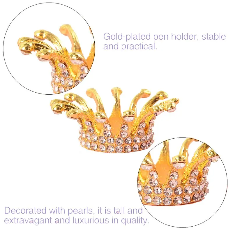 1 Pc Retro Manicure Brush Pen Holder Nail Art Brush Painting Diamonds Crown Shape Pen Brush Holder Nail Art Accessories Tools