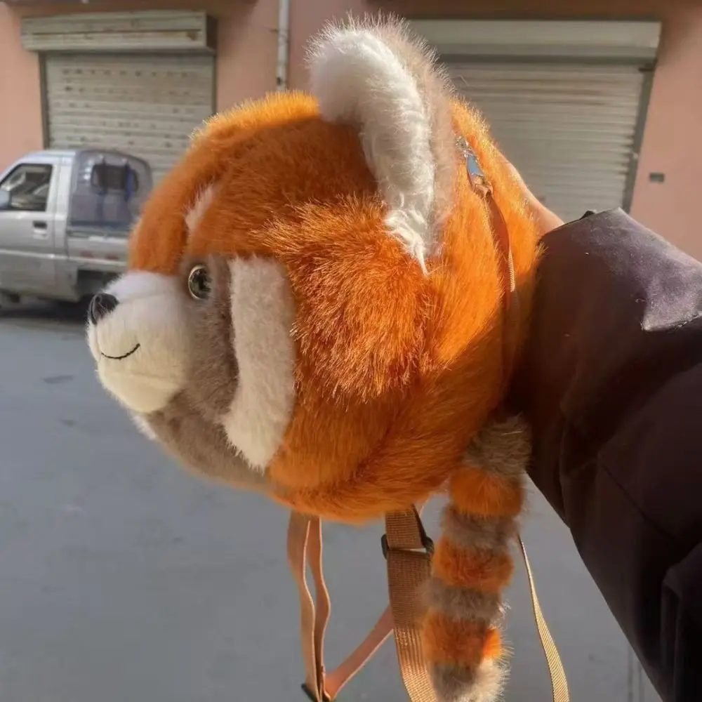 

Backpack Red Panda Bag Flower Adjustable Raccoon Backpacks Cute Stuffed Schoolbags Kindergarten