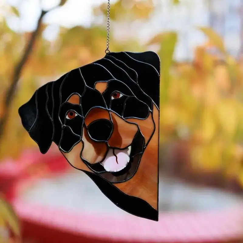 Sun Catchers Indoor Window Peeping Dog Window Corner Decor Funny Stained Glass Peeping Animal Acrylic Cartoon Dog Sun Catcher