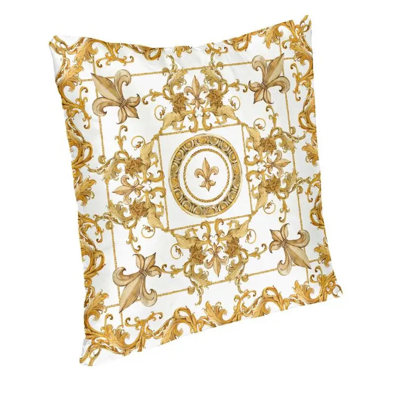 Golden Lion And Damask Ornament Luxury Throw Pillow Cover Decoration Baroque Cushions for Sofa