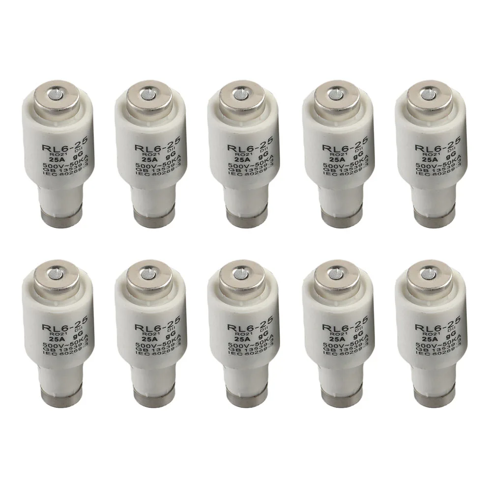 500VAC فيوز أدوات الخزف 25A تصنيف الحالي 4A تصنيف الحالي 50kA سعة متقطعة حماية المعدات حجم DII