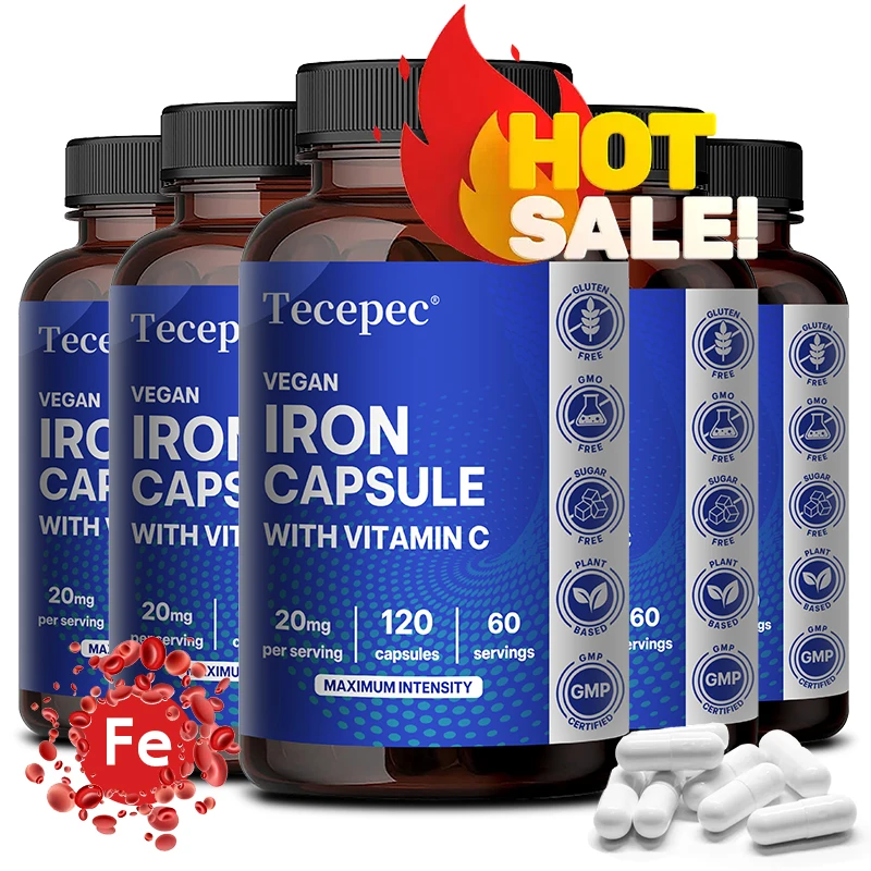 

Iron Capsules with Vitamin C - Promote Digestive Health, and Strengthen Immunity,120 Capsules
