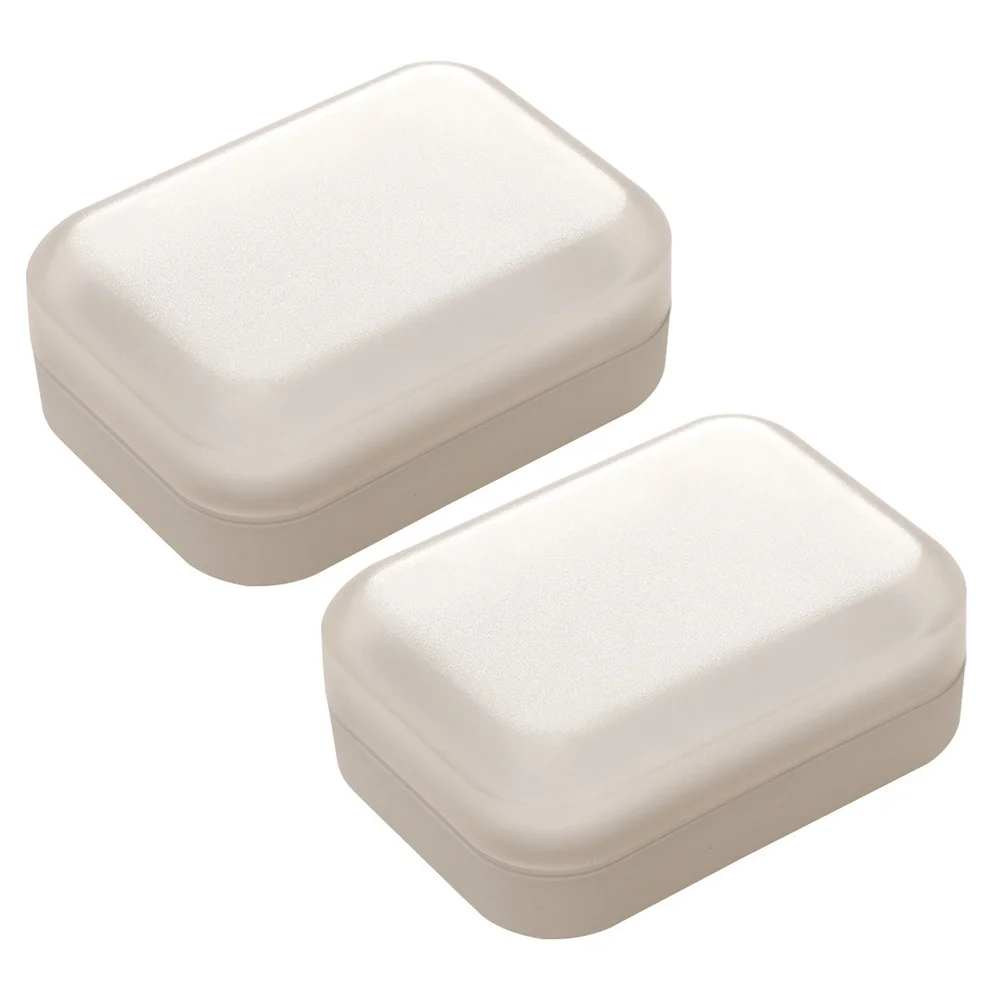 

2 Pcs Soap Box Dipenser Organizer Tray Sink Drainer Portable Container Bathroom Dish Holder Plastic Case Tub Travel