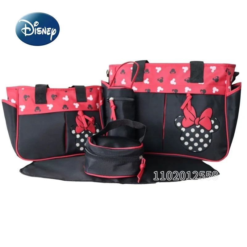 Disney Mickey\'s New Diaper Bag Handbag Luxury Brand Fashionable Baby Bag Cartoon 5-piece Set Baby Diaper Bag Multi Functional