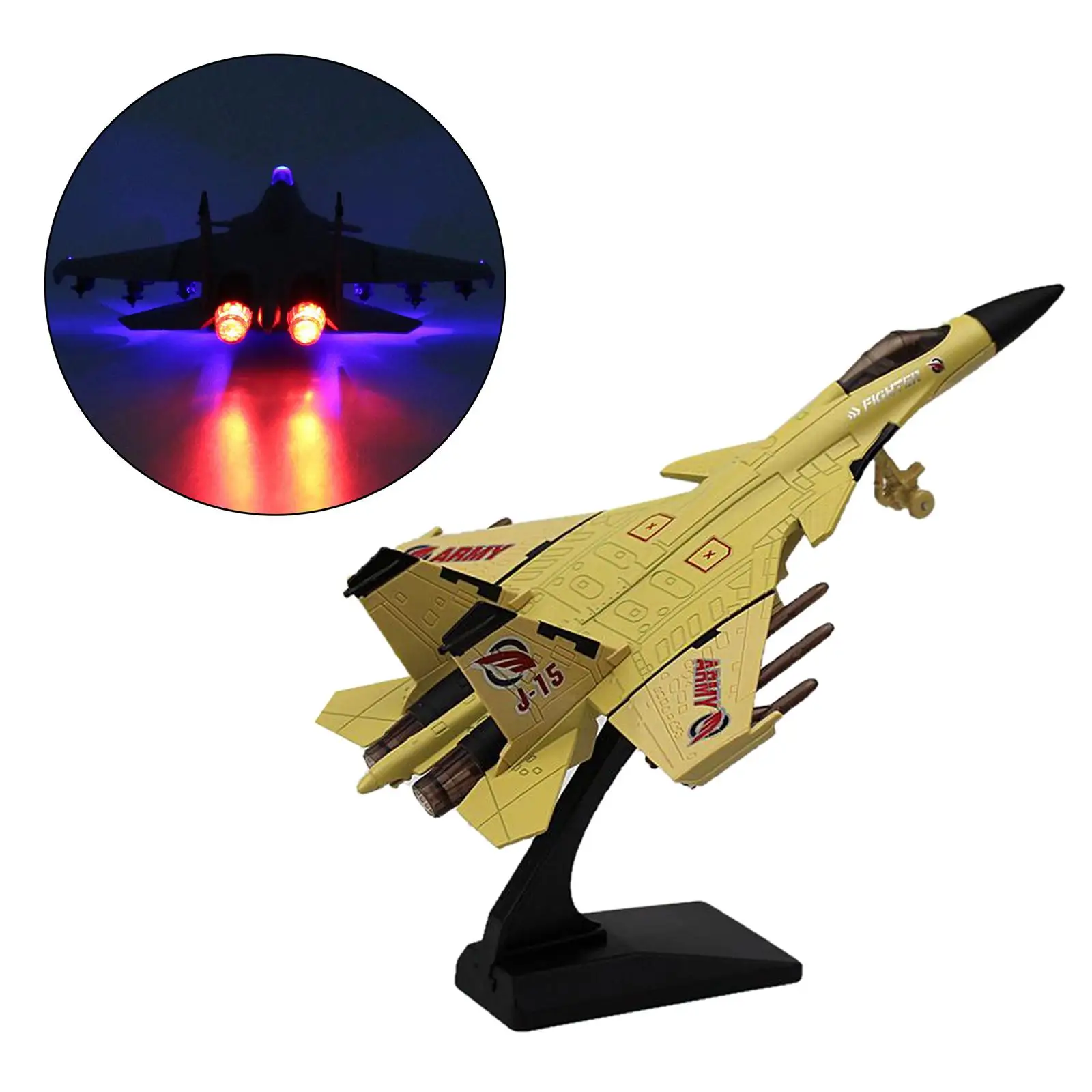 

1: 100 Model Plane Model Toy Plane with Stand Yellow Model Small Scale Gifts