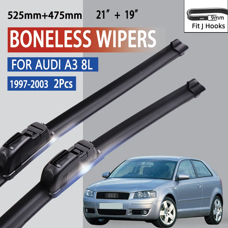 For Audi A3 8L 1997 - 2003 Car Wiper U-type Soft Rubber Boneless Wiper HD Quiet Durable Automotive Wiper 21\