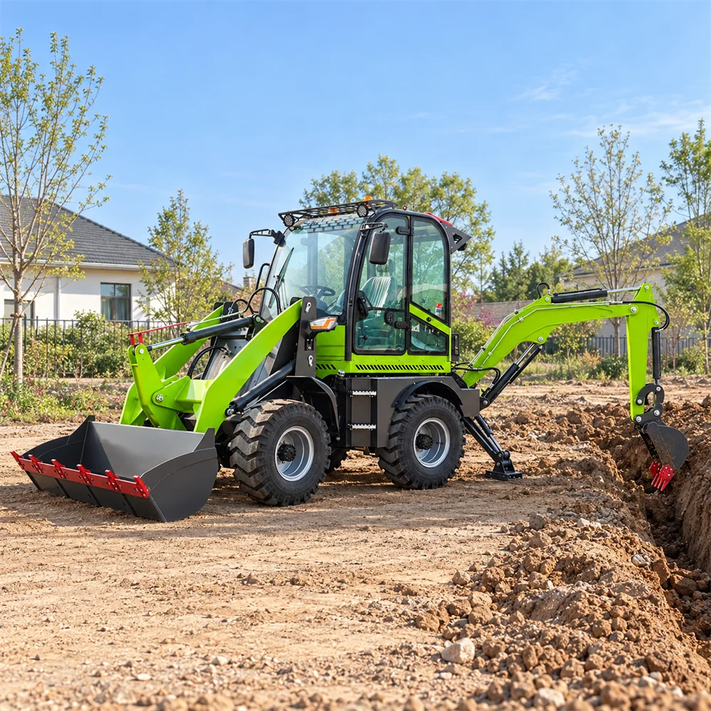 Articulated Backhoe Loader Compact Backhoe Loader with 180° Rear Boom for Narrow Jobsite Access