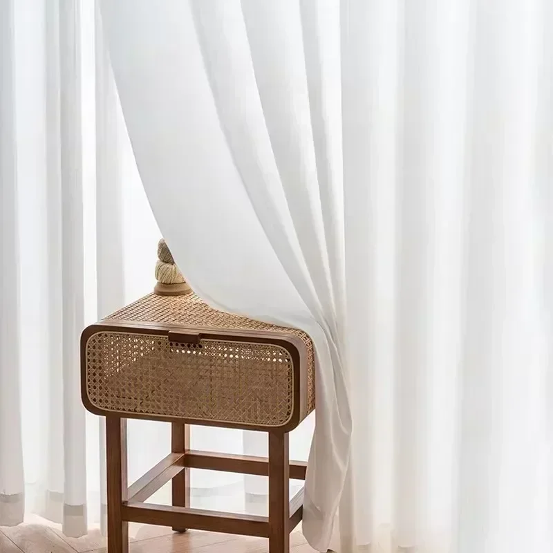 Chiffon Sheer White Tulle High Quality Thick Yarn Luxury Window Curtains for Bedroom Living Room Decoration Voile Opaque Drapes