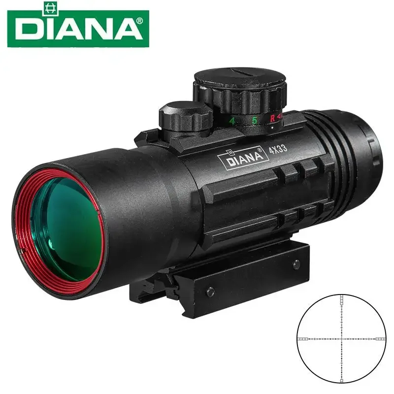 

DIANA 4X33 Green Red Dot Sight Scope Tactical Optics Riflescope Fit 11mm 20mm Rail Rifle Scopes for Hunting