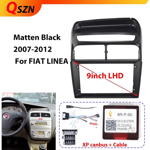 QSZN 9 pulgadas Radio de coche apto para Fiat Grande Punto Linea 2007-2012 marco Cable GPS Mp5 ABS PC plástico Fascia tablero avión marco