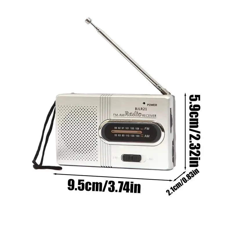 Radio portátil AM FM, Radio pequeña con altavoz, puntero de sonido claro, dispositivo de sintonización para pesca, Camping, caminar al aire libre