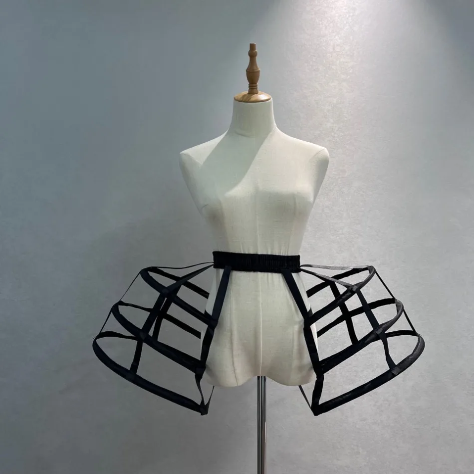 Women Pannier Petticoat Baroque Hoop Birdcage Dress Support Underskirt Crinoline Cosplay Vintage Ball Gown Pluffy Girls Bustle