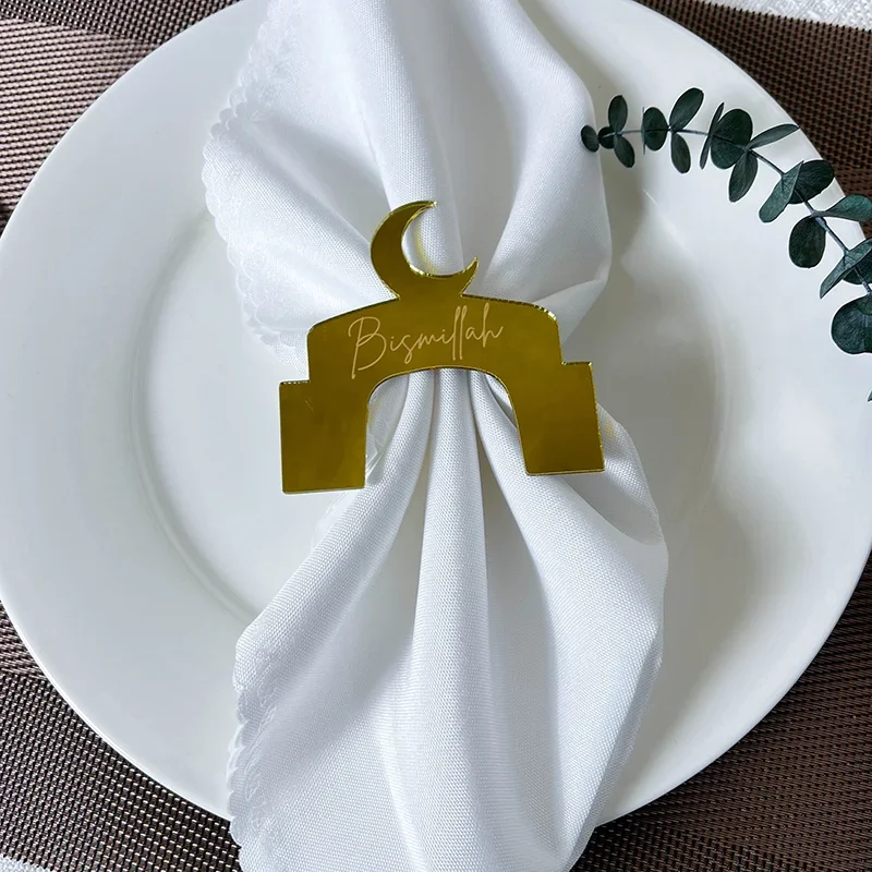 4pcs Bismillah Alhamdulillah napkin rings Eid al-Fitr Al Adha Muslim Islamic Kareem Ramadan Mubarak Iftar table decoration gift