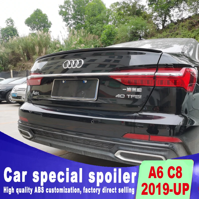 

2019 2020 2021 2022 to up For Audi A6 C8 spoiler High Quality ABS Trunk Lip Wings Tail Spoiler By Glossy Black Carbon Fiber