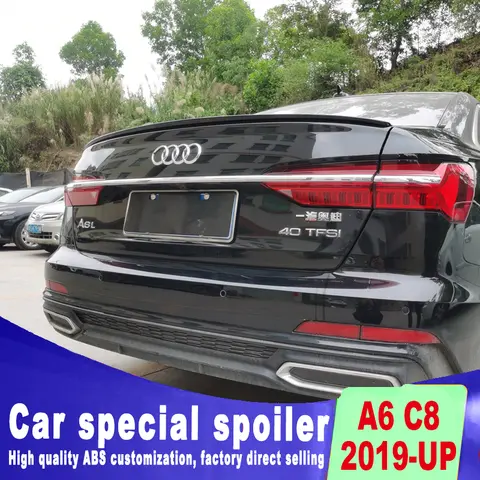 2019 2020 2021 2022, 고품질 ABS 트렁크 립 윙 테일 스포일러, 광택 블랙 탄소 섬유, 아우디 A6 C8 용
