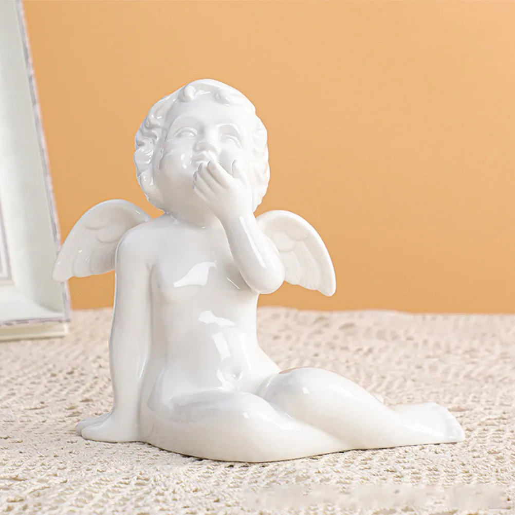 

Angel Decoration Ceramic Angel Statue Creative Chic Design Home Desktop Decoration Wedding European Style Tabletop Ornament