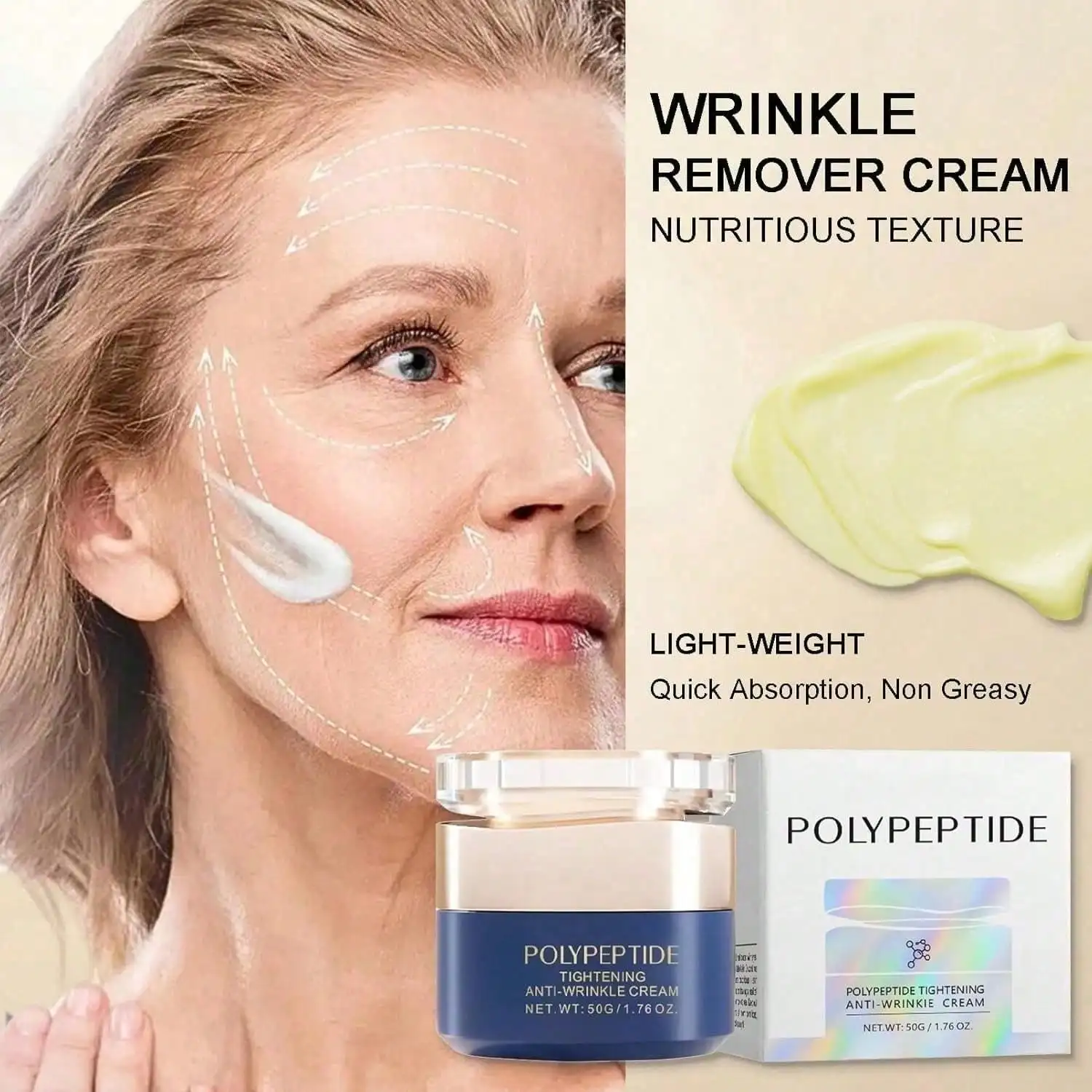 Polypeptide Tightening Anti-Wrinkle Cream, Addresses Dryness, Dullness And Fine Lines, Synergistic Peptides Boost Skin Firmness, Gentle On All Skin Types, Practical Beauty Gift Option