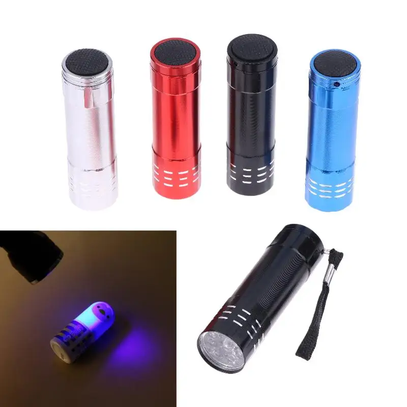 1Pcs 50LM 395nm Mini UV Flashlight, Compact 9 LED Outdoor Lighting Tool, Portable Black Light for Hiking