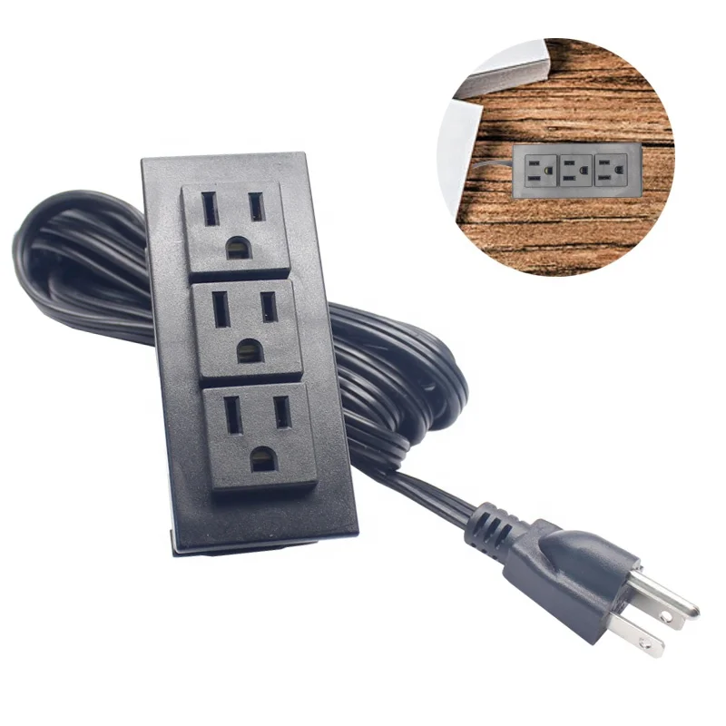 

（1 Pack）2 USB 2 Outlet Table Desk Surface Mountable Recessed Furniture USA Power Strip