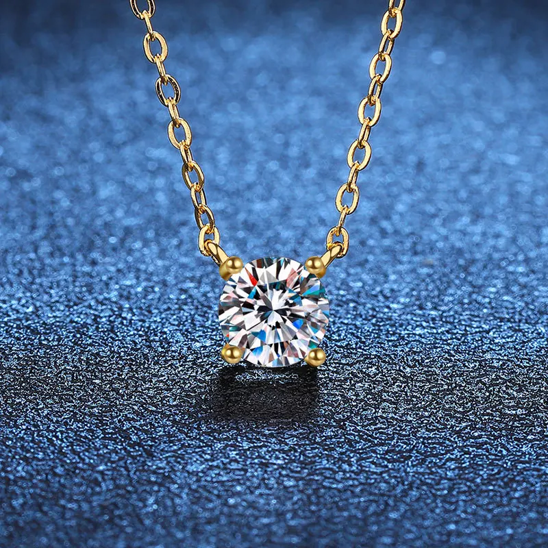 D color moissanite necklace 5 carat fashion pendant light luxury four claw moissanite silver necklace platinum PT950 mark