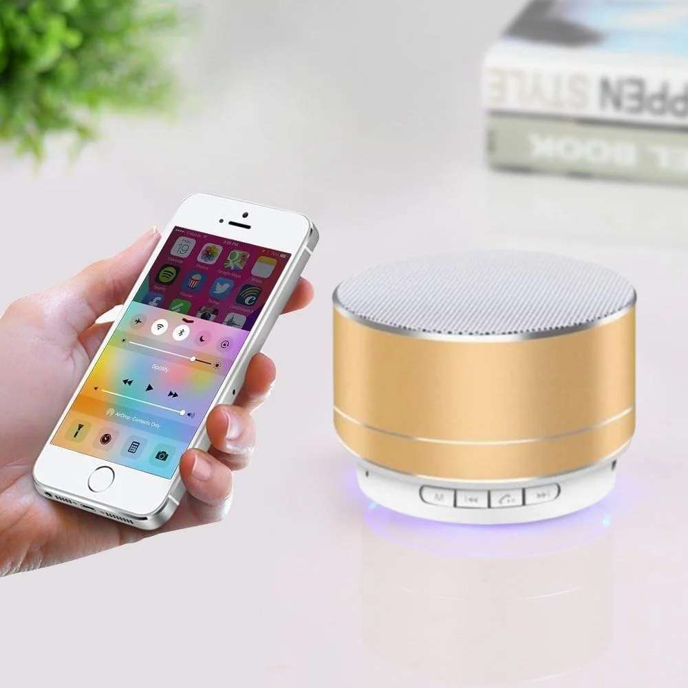 Golden Metal Bluetooth Speaker Support Electric Car Connection Audio USB Rechargeable Portable Wireless Bluetooth for Travel