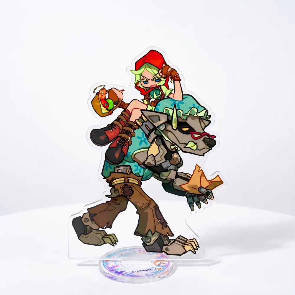Overwatch 2 Game 15cm Acrylic Stand Keychain Tracer Mercy Chibi Double Sided HD Kawaii Collectible Desk Decor Fan Gift view 5