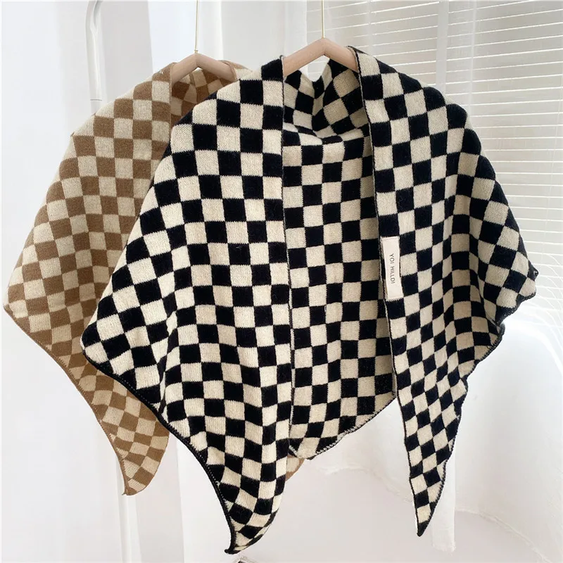 Big Triangle Square Plaid Shawls Scarves Spring Autumn Shirts Blouse Sweater Dress Decoration Shawl Winter Warm Scarf for Women