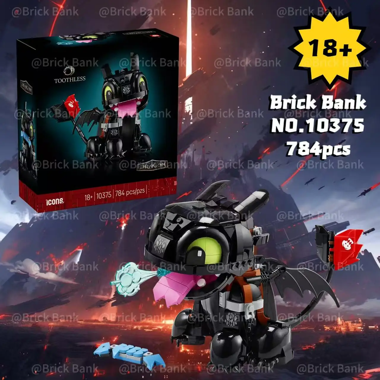 MINISO 2025 ICONS FIT 10375 نموذج تجميع التنين الأسود الصغير هدية عيد الميلاد وعيد الميلاد