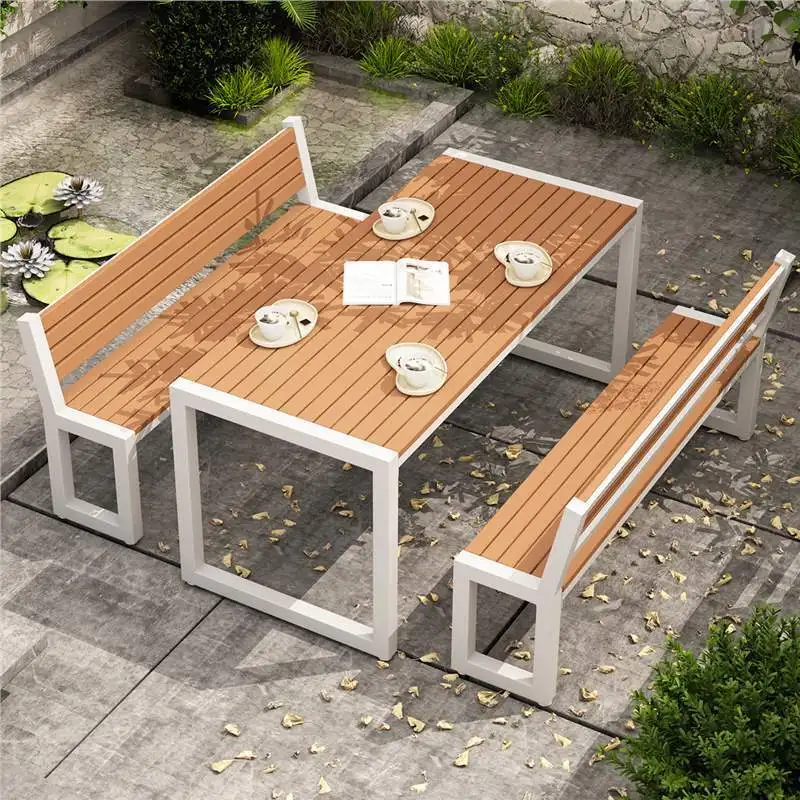 Outdoor courtyard table and chair combination balcony Leisure long dining table and chair Outdoor park Outdoor